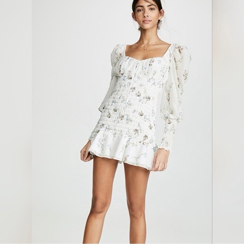 For Love And Lemons Dixon Mini Dress in Ivory Floral